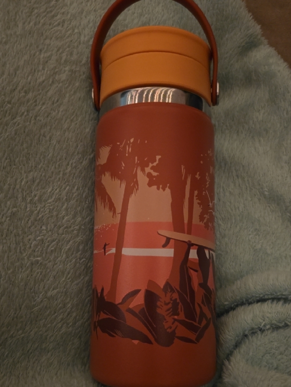 Hydro Flask orange bottle with yellow lid - Picture 2 of 5